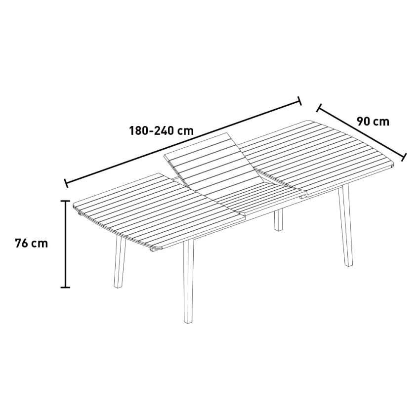 Mesa en stock extensible para terrazas cubiertas en medida de 120x80 cm