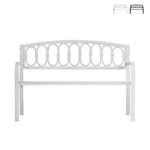 Banco de jardín exterior de 2 plazas en hierro y fundición 123x63x87cm Lorey Promoción
