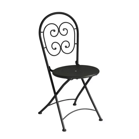 Conjunto de 2 x sillas plegables de hierro para jardín y exterior estilo bistró Roche Promoción