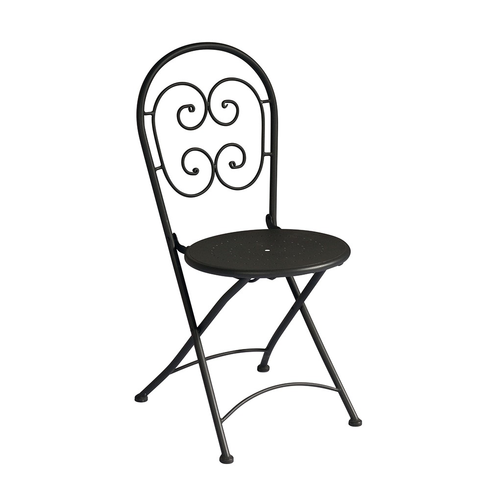 Conjunto de 2 x sillas plegables de hierro para jardín y exterior estilo bistró Roche