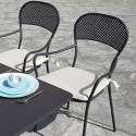 Juego de 2 sillas de jardín exterior en hierro con reposabrazos para bar restaurante Brienne Venta