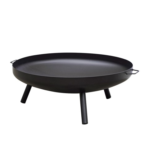 Brasero moderno de jardín exterior negro en hierro Ø 80x32 cm Orlin Promoción