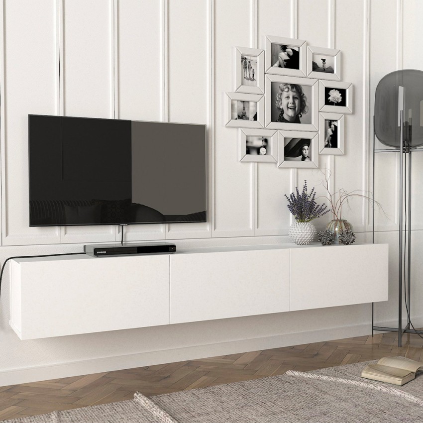 Mueble pata TV suspendido con 3 puertas de 180 cm para salón con  diseño moderno Damla Promoción