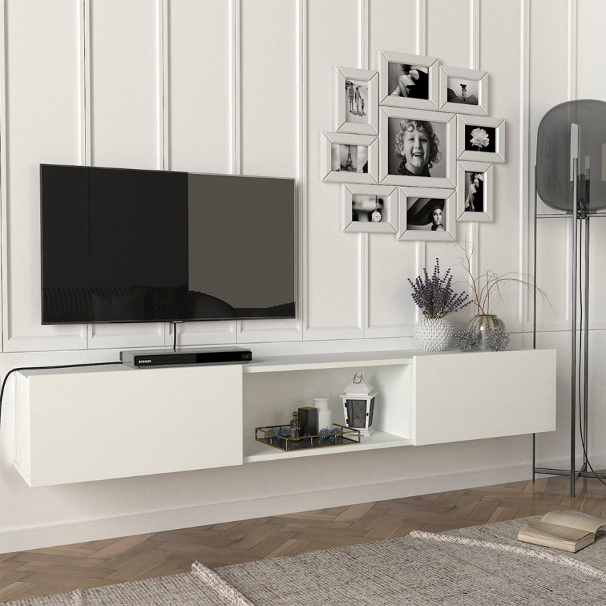Mueble TV moderno diseño suspendido de 180 cm con  2 puertas y 1 compartimento abierto Hilary Venta