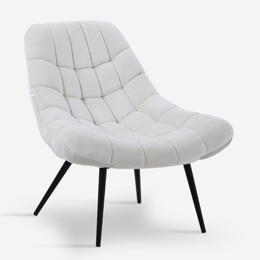 Sillón de salón en terciopelo estilo moderno asiento amplio acolchado Ohio Promoción