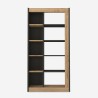 Librería moderna con 10 estantes de madera negro antracita 75x25x150 cm Kevork Oferta