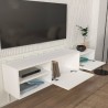 Mueble de salón para TV suspendido blanco con 2 puertas 160x30x33 cm Dione Stock