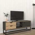 Mueble TV estilo industrial de madera y metal color negro con 2 cajones Dolores Descueto
