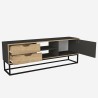 Mueble TV estilo industrial de madera y metal color negro con 2 cajones Dolores Oferta