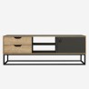 Mueble TV estilo industrial de madera y metal color negro con 2 cajones Dolores Rebajas