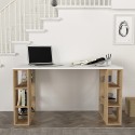 Escritorio de estudio y despacho blanco de madera con 6 estantes 140x60x75 cm Leonardo Descueto