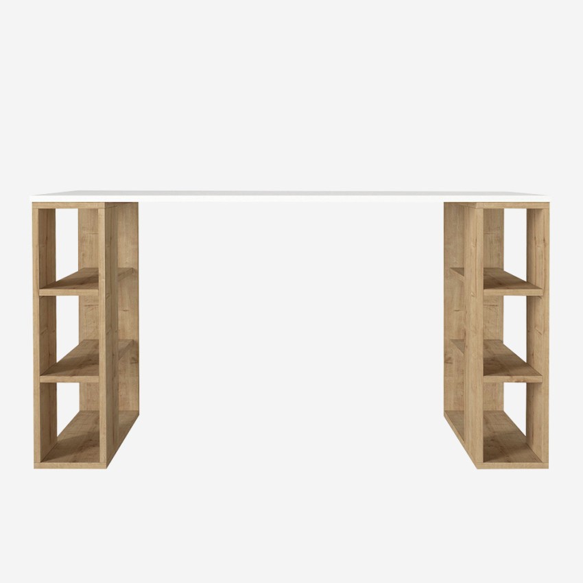  Estantería de madera blanca para escritorio, 13.8 x 8.5 x 23.6  in : Todo lo demás