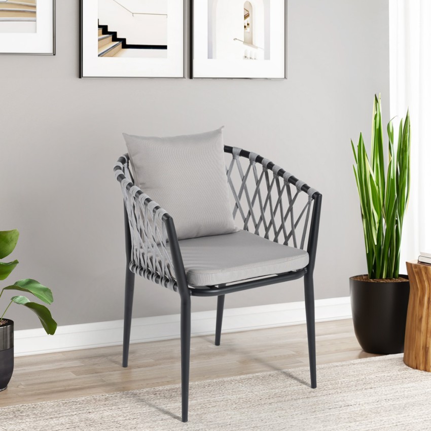  
Silla de exterior de aluminio con cuerda y reposabrazos con cojines Verve Promoción