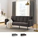 Sofá cama de tela para 2-3 personas con reposabrazos y patas negras y doradas Mulier Venta