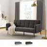 Sofá cama de tela para 2-3 personas con reposabrazos y patas negras y doradas Mulier Venta