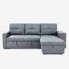 Sofá cama de 3 plazas gris con chaise longue, arcón, USB-C estantería Civis Oferta
