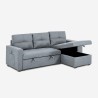 Sofá cama de 3 plazas gris con chaise longue, arcón, USB-C estantería Civis Rebajas