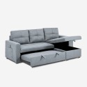 Sofá cama de 3 plazas gris con chaise longue, arcón, USB-C estantería Civis Descueto