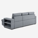 Sofá cama de 3 plazas gris con chaise longue, arcón, USB-C estantería Civis Stock