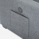 Sofá cama de 3 plazas gris con chaise longue, arcón, USB-C estantería Civis Modelo