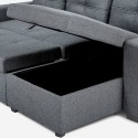 Sofá cama de 3 plazas gris con chaise longue, arcón, USB-C estantería Civis Medidas