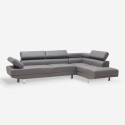 Sofá esquinero con chaise longue de polipiel, reposacabezas reclinables, color gris Legatus Oferta