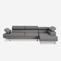Sofá esquinero con chaise longue de polipiel, reposacabezas reclinables, color gris Legatus Rebajas