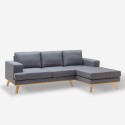 Sofá de 3 plazas esquinero estilo escandinavo con chaise longue en tela color gris Miles Venta