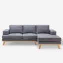 Sofá de 3 plazas esquinero estilo escandinavo con chaise longue en tela color gris Miles Oferta