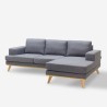 Sofá de 3 plazas esquinero estilo escandinavo con chaise longue en tela color gris Miles Rebajas