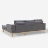 Sofá de 3 plazas esquinero estilo escandinavo con chaise longue en tela color gris Miles Descueto