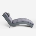 Chaise longue tumbona de diseño moderno para el salón en polipiel gris Lyon Rebajas