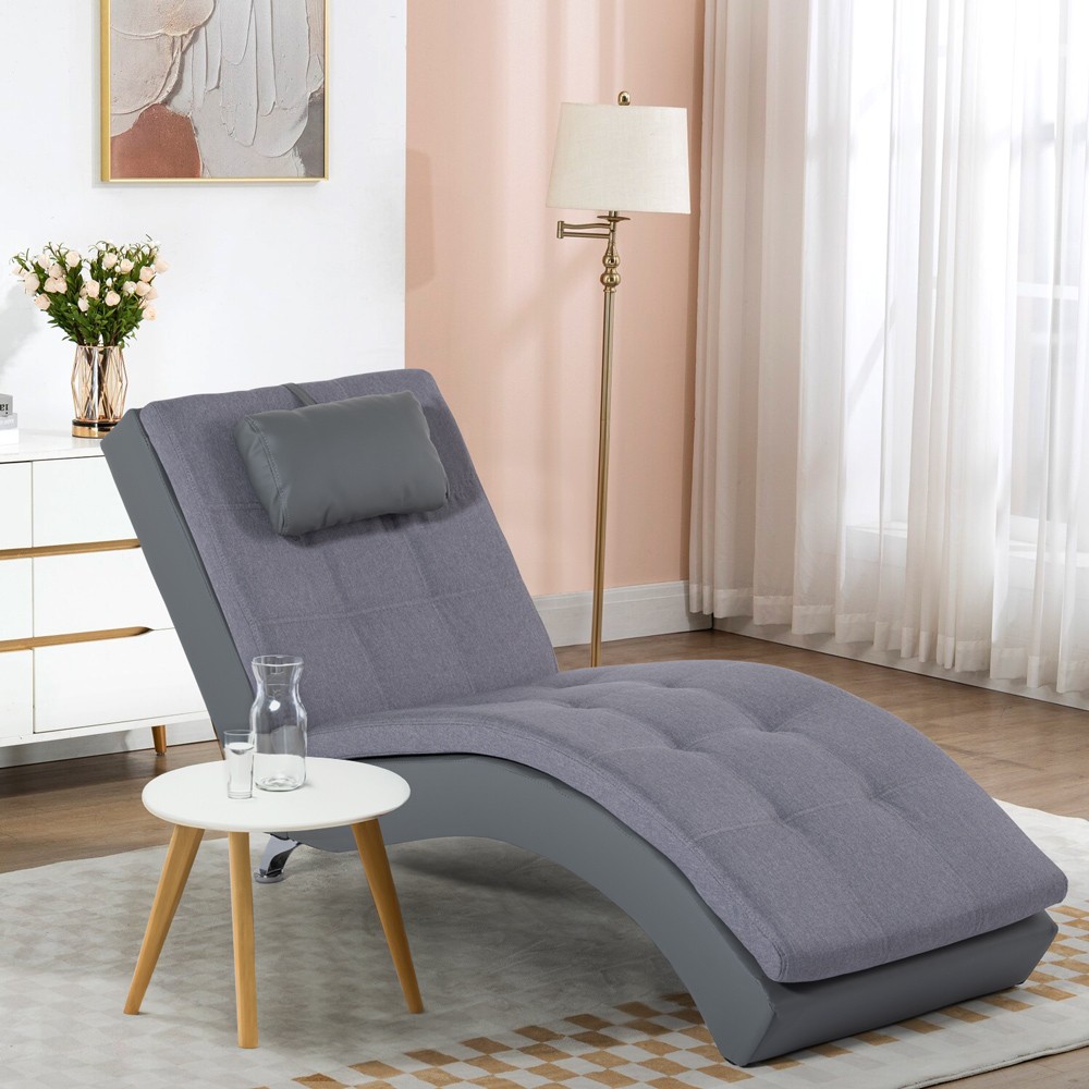 Chaise longue tumbona de diseño moderno para el salón en polipiel gris Lyon