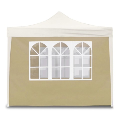 Panel lateral beige para gazebo de jardín 3x3 con ventana, cobertura de PVC. Promoción