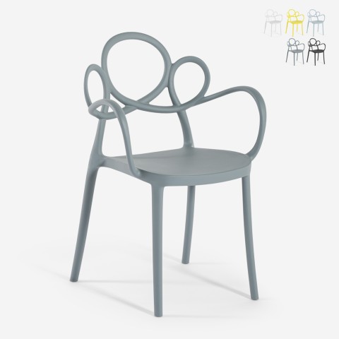 Silla de diseño moderno elegante de polipropileno con reposabrazos Derby Promoción