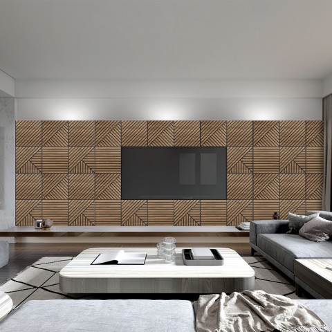 20 x panel decorativo 58x58cm acústico madera nogal Deco MXN Promoción