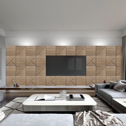 20 x panel de madera de roble fonoabsorbente decorativo 58x58cm Deco MXR Promoción