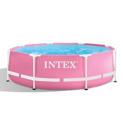 Piscina sobre suelo redonda 244x76 cm de color rosa Intex Pink Metal Frame 28292 Promoción