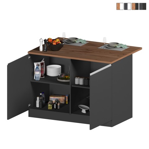 Isla central para cocina moderna 2 puertas mesa de madera 125x90x90cm Deer Promoción