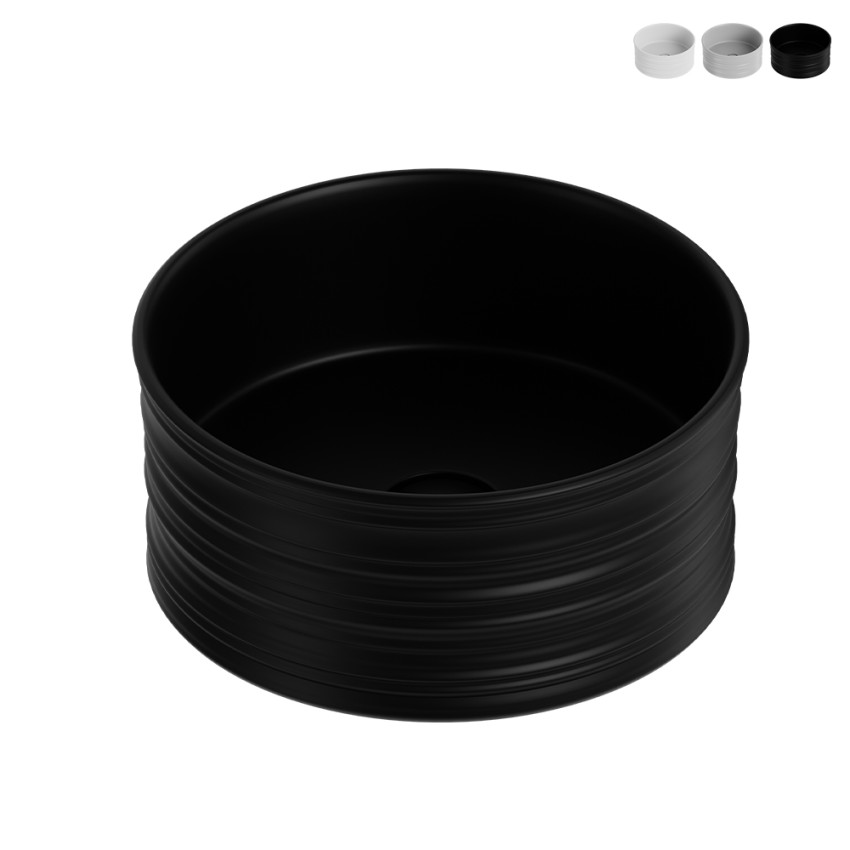 Lavabo de baño sobre encimera redondo 40x18 cm de cerámica mate Nordic Oferta Lavabo de baño sobre encimera redondo 40x18 cm de cerámica mate Nordic Oferta