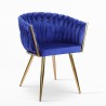 Butaca de diseño en terciopelo, silla con reposabrazos y patas doradas Versailles Características