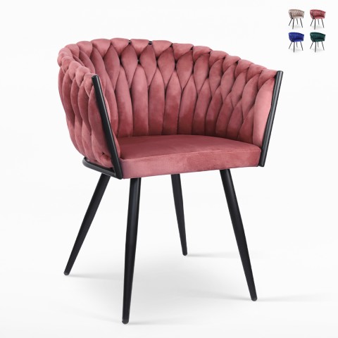 Sillón silla terciopelo diseño con reposabrazos cocina salón Chantilly Promoción