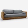 Sofá de 3 plazas de madera rústico de 225x81x81 cm con cojines de tela gris Morgan Venta
