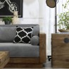 Sofá de 3 plazas de madera rústico de 225x81x81 cm con cojines de tela gris Morgan Rebajas