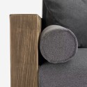 Sofá de 3 plazas de madera rústico de 225x81x81 cm con cojines de tela gris Morgan Descueto