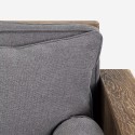 Sofá de 3 plazas de madera rústico de 225x81x81 cm con cojines de tela gris Morgan Catálogo