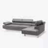 Sofá esquinero con chaise longue de polipiel, reposacabezas reclinables, color gris Legatus Catálogo