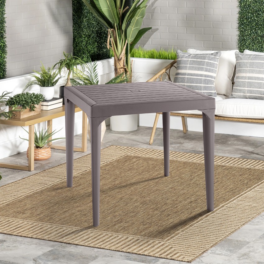  Mesa de jardín cuadrada para exterior 80x80 cm de polipropileno Malmo Promoción 