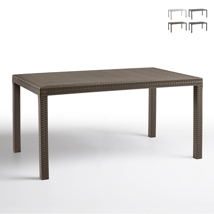 Mesa de jardín para exterior 150x90 cm de ratán y polipropileno Houston Venta Mesa de jardín para exterior 150x90 cm de ratán y polipropileno Houston Venta