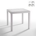 Mesa cuadrada de 80x80 cm para jardín exterior de polipropileno y ratán Dallas Rebajas